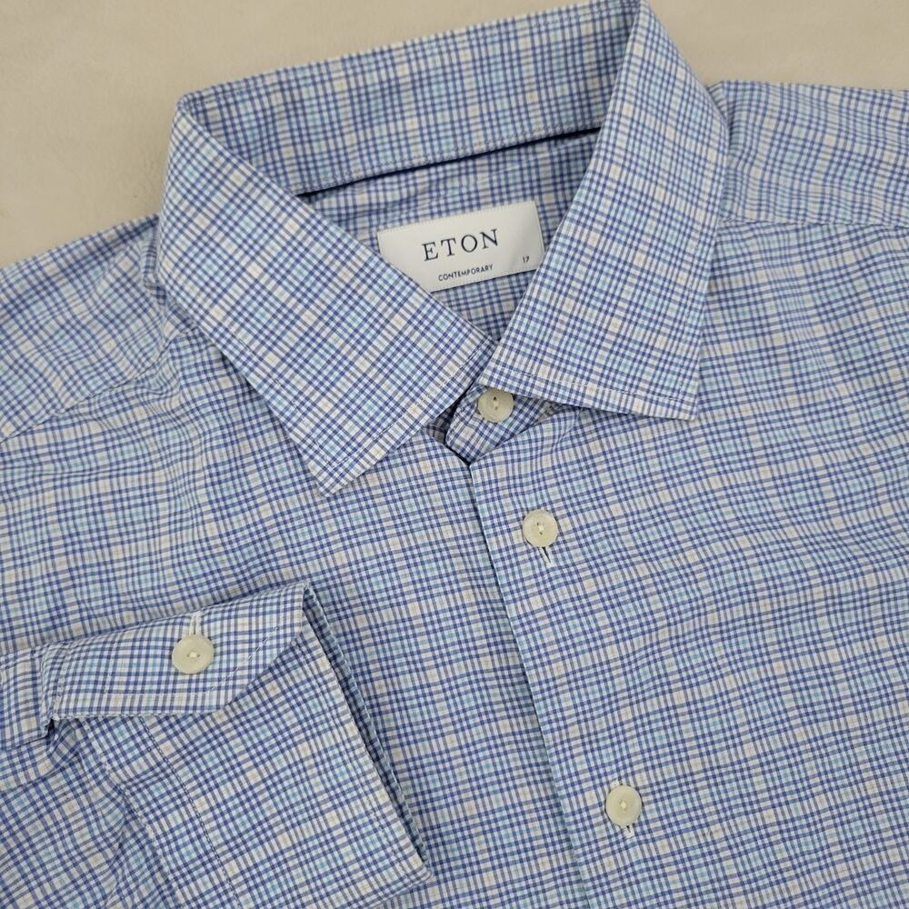 Eton Contemporary Fit Button Down Shirt Cotton Fine Twill Melange Shirt 17/43